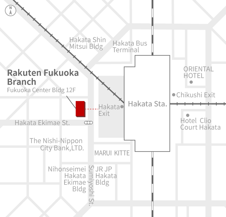 Access Map of Rakuten, Inc. Fukuoka office.