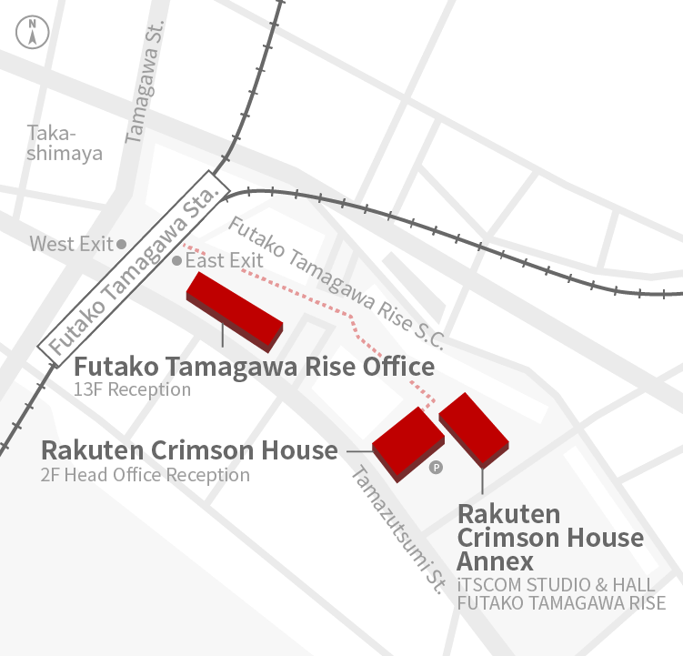 Access Map of Rakuten, Inc. Rakuten Crimson House office.