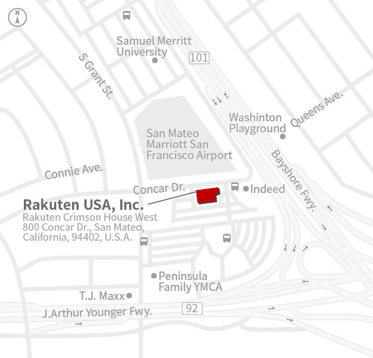 Access Map of Rakuten Group, Inc. Rakuten USA, Inc. office.