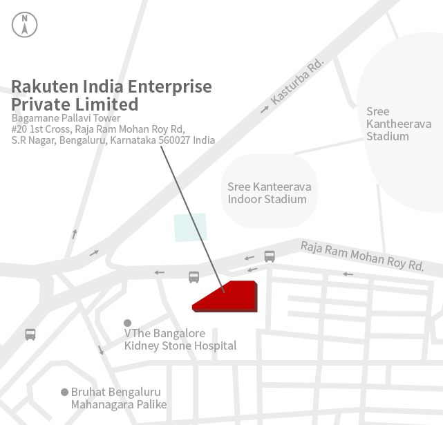 Access Map of Rakuten Group, Inc. Rakuten India Development Center office.