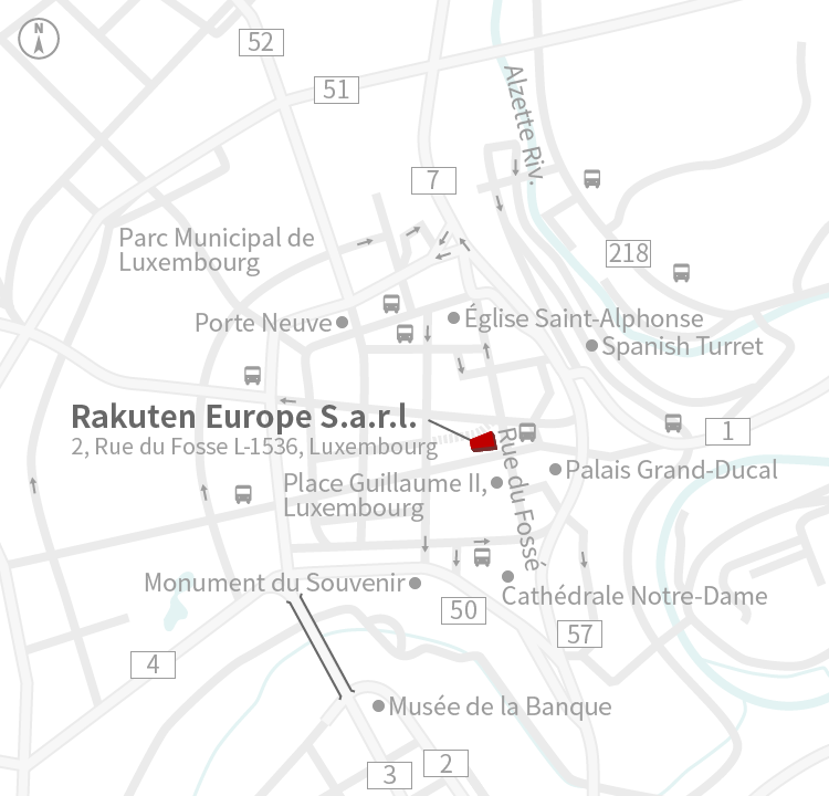 Access Map of Rakuten Group, Inc. Rakuten Europe S.a.r.l. office.