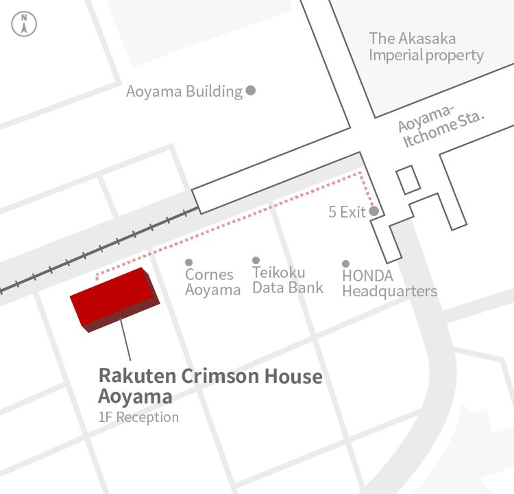 Access Map of Rakuten, Inc. Rakuten Crimson House Aoyama office.
