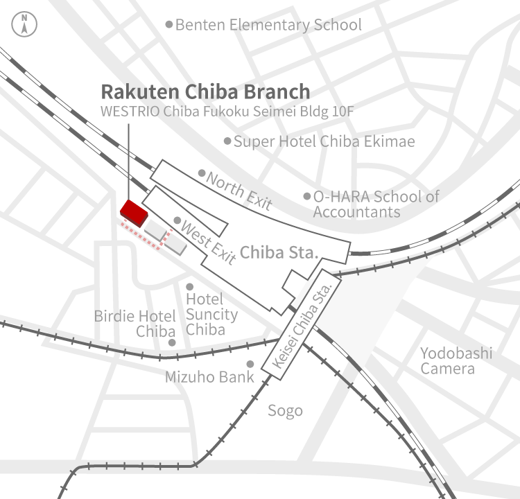 Access Map of Rakuten, Inc. Chiba office.