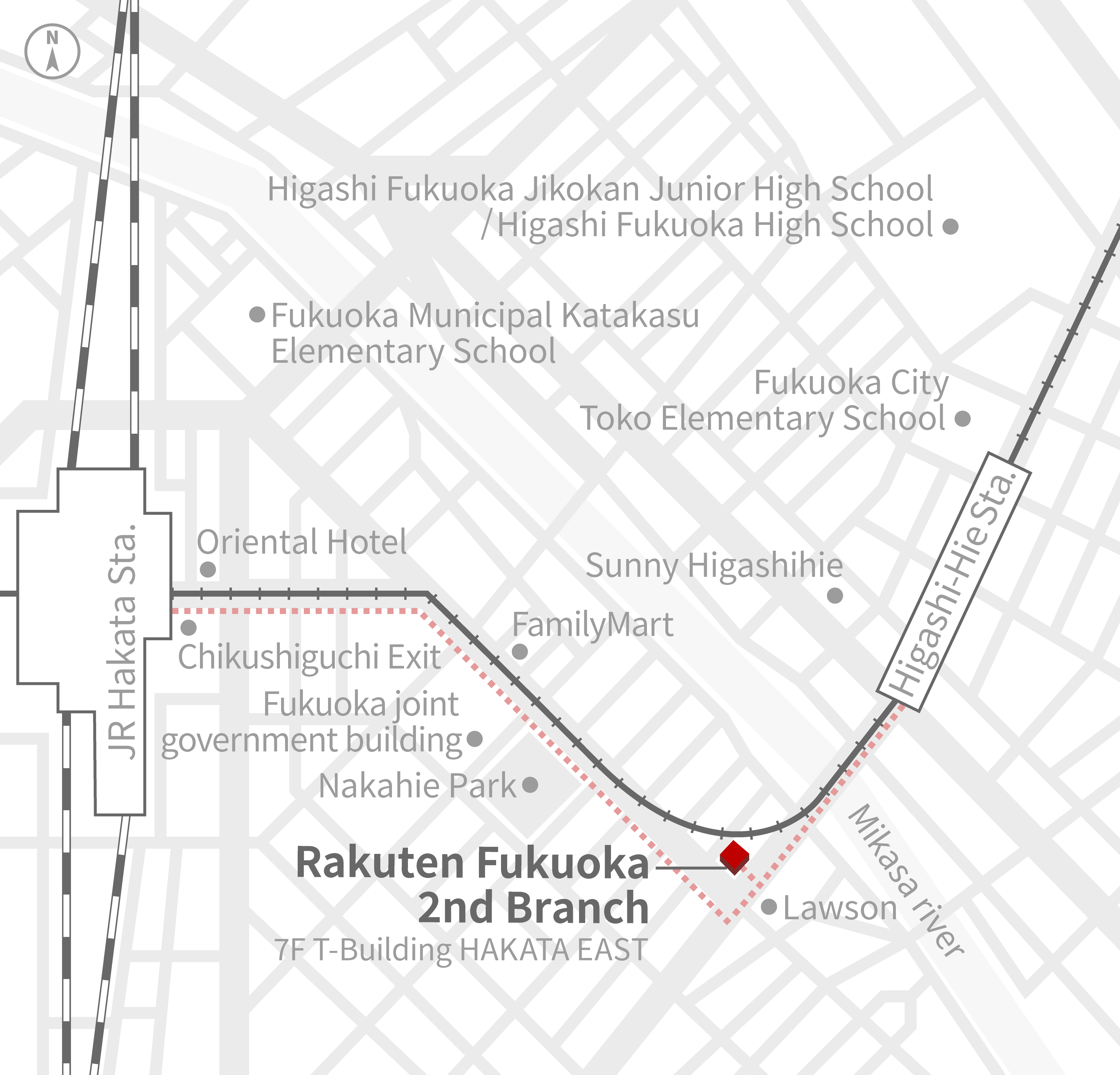 Access Map of Rakuten, Inc. Fukuoka 2nd Branch office.