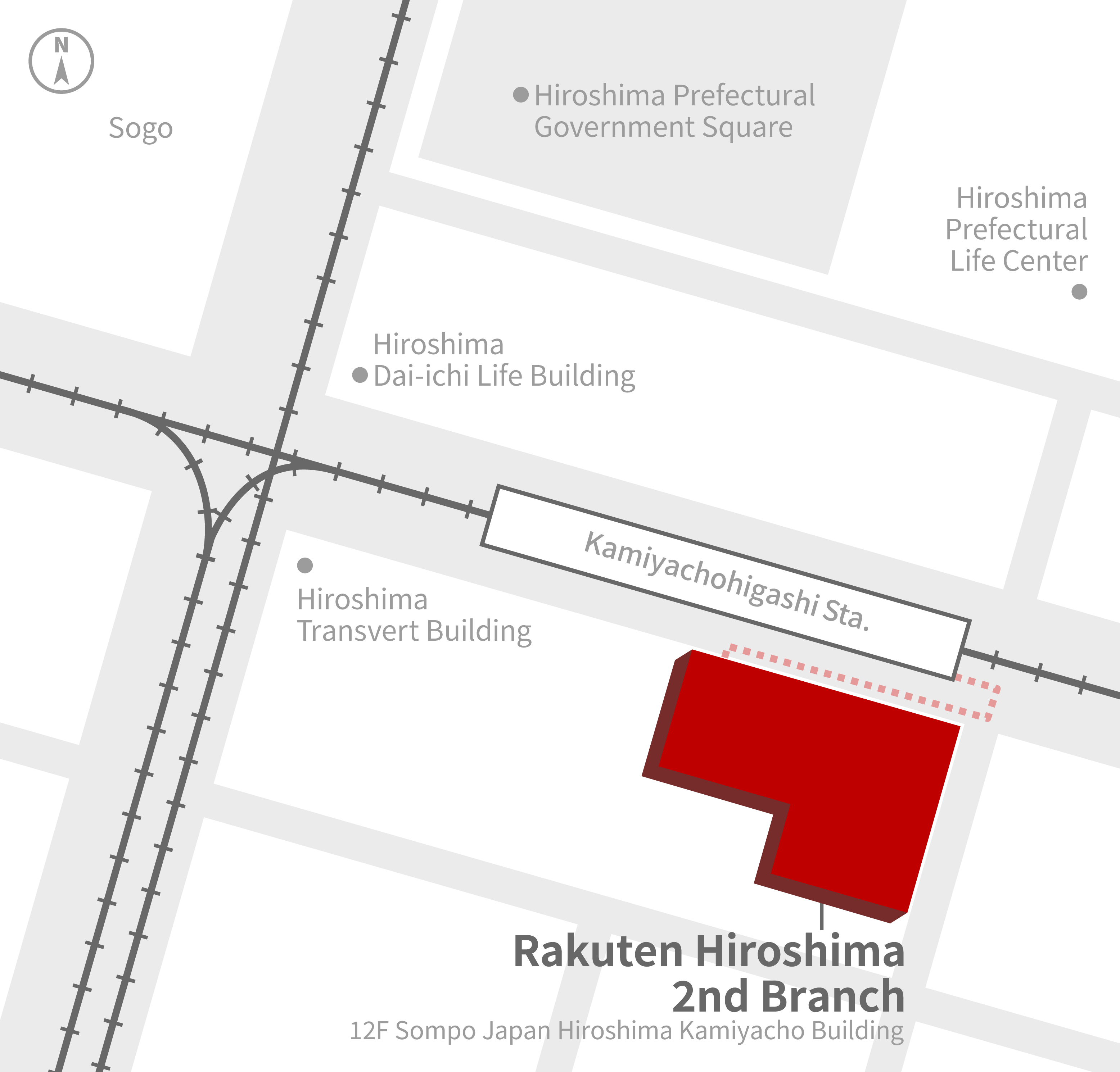 Access Map of Rakuten, Inc. Hiroshima 2nd Branch office.