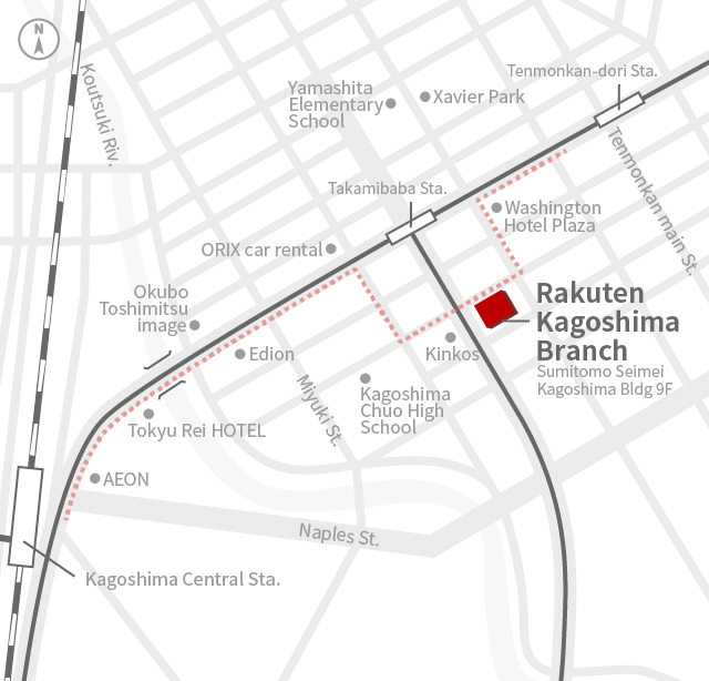 Access Map of Rakuten, Inc. Kagoshima office.