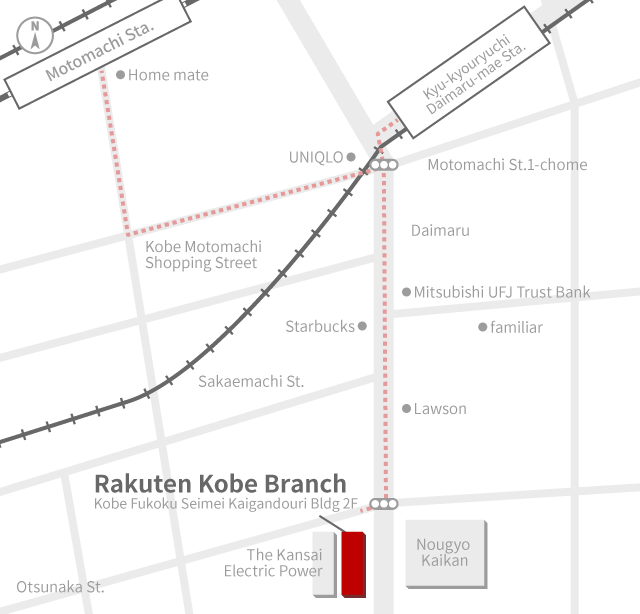 Access Map of Rakuten, Inc. Kobe office.