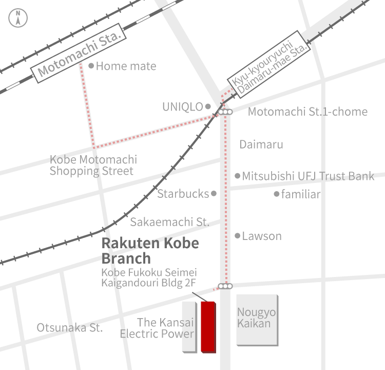 Access Map of Rakuten, Inc. Kobe office.