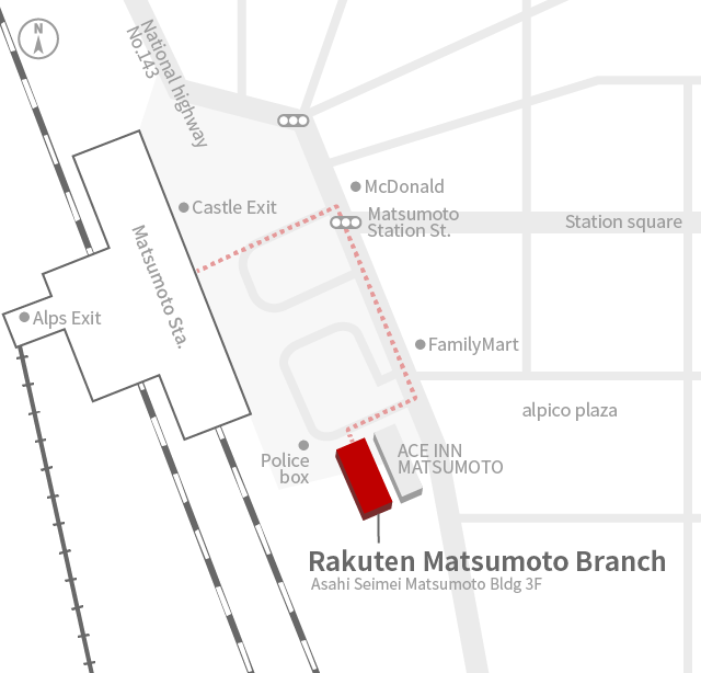 Access Map of Rakuten, Inc. Matsumoto Branch.