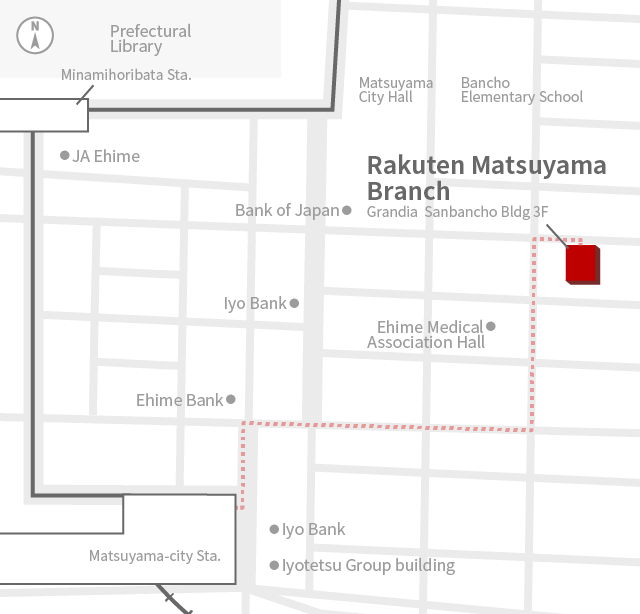Access Map of Rakuten, Inc. Matsuyama office.
