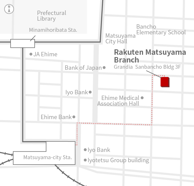 Access Map of Rakuten, Inc. Matsuyama office.