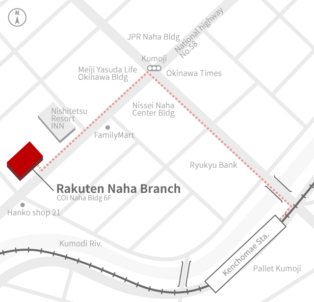 Access Map of Rakuten, Inc. Naha office.