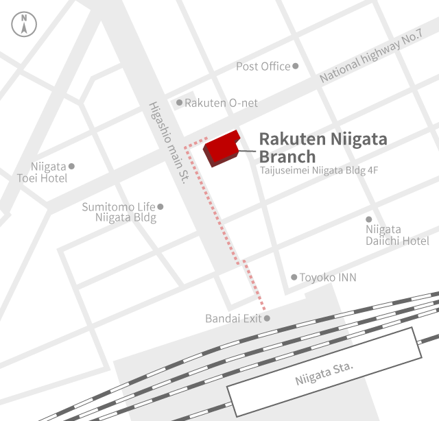 Access Map of Rakuten, Inc. Niigata office.