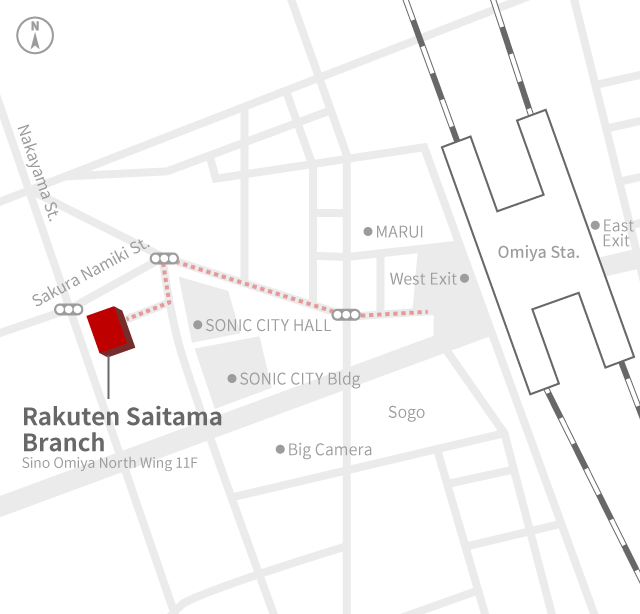 Access Map of Rakuten, Inc. Saitama office.