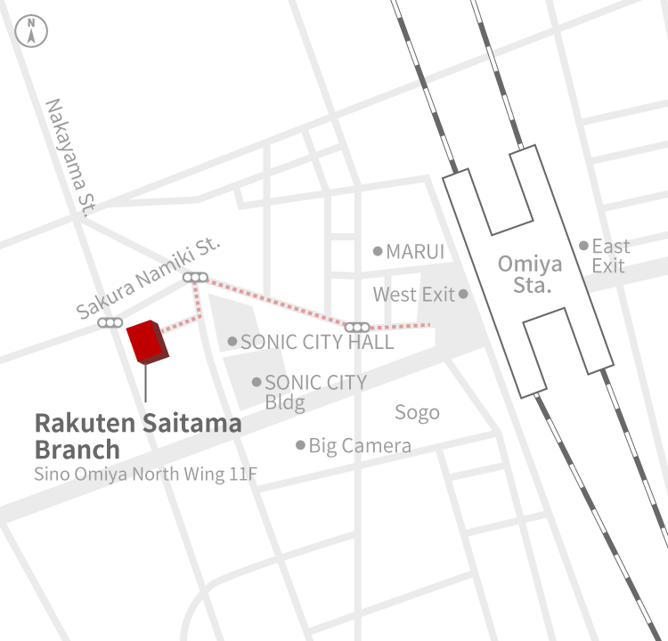 Access Map of Rakuten, Inc. Saitama office.