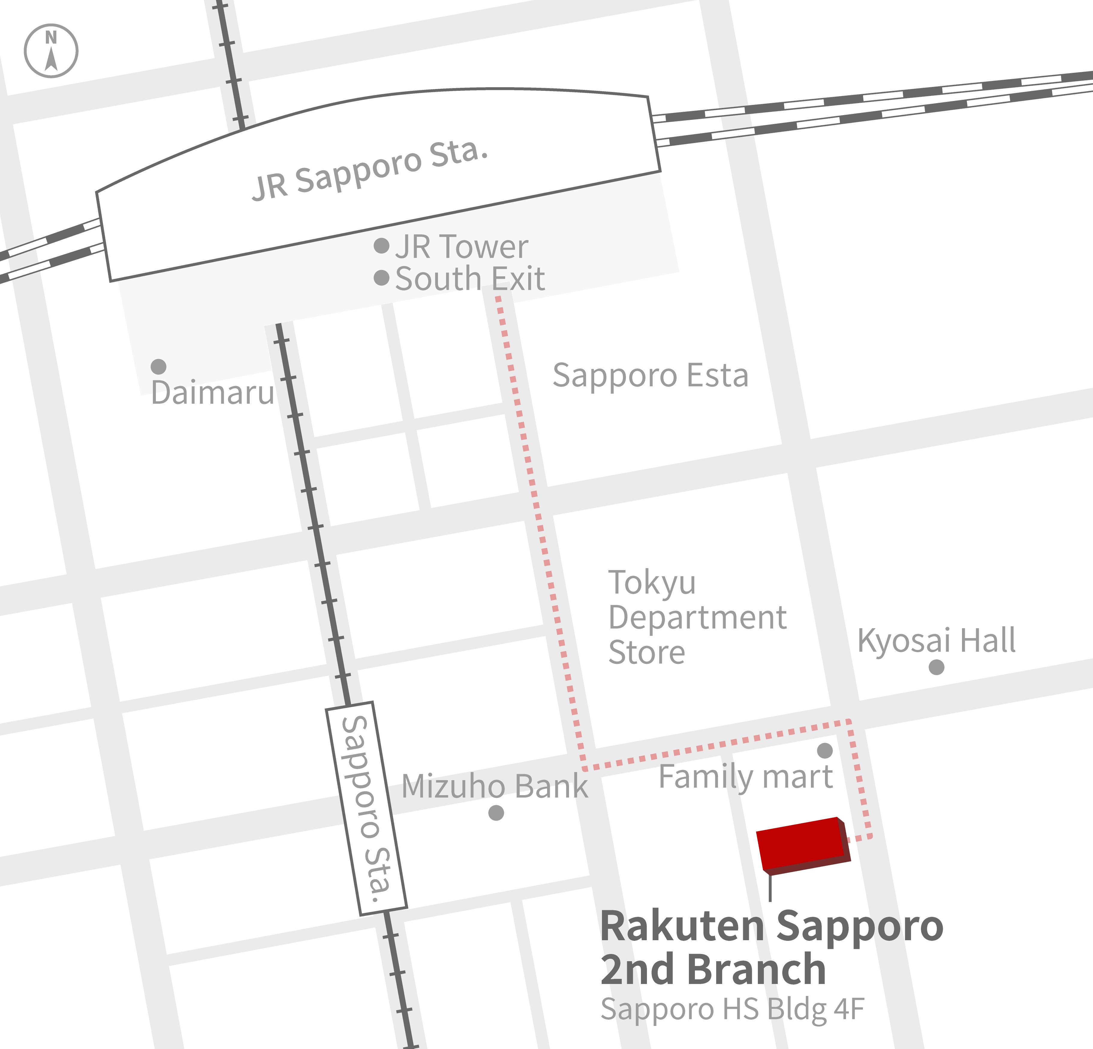 Access Map of Rakuten, Inc. Sapporo 2nd Branch office.