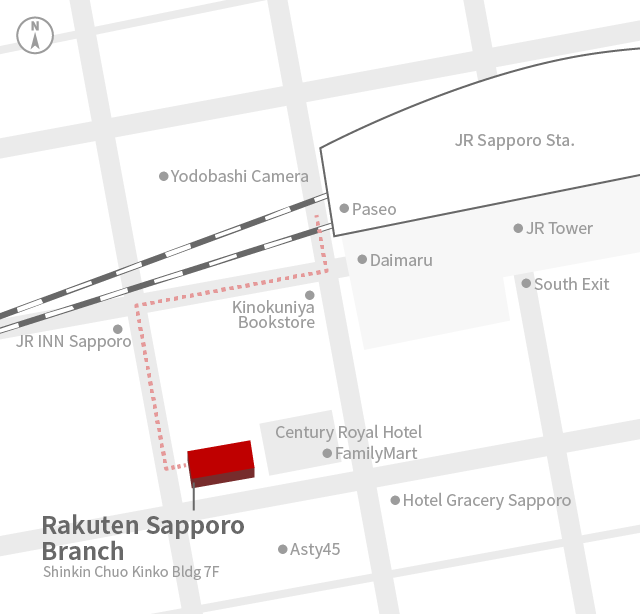Access Map of Rakuten, Inc. Sapporo office.