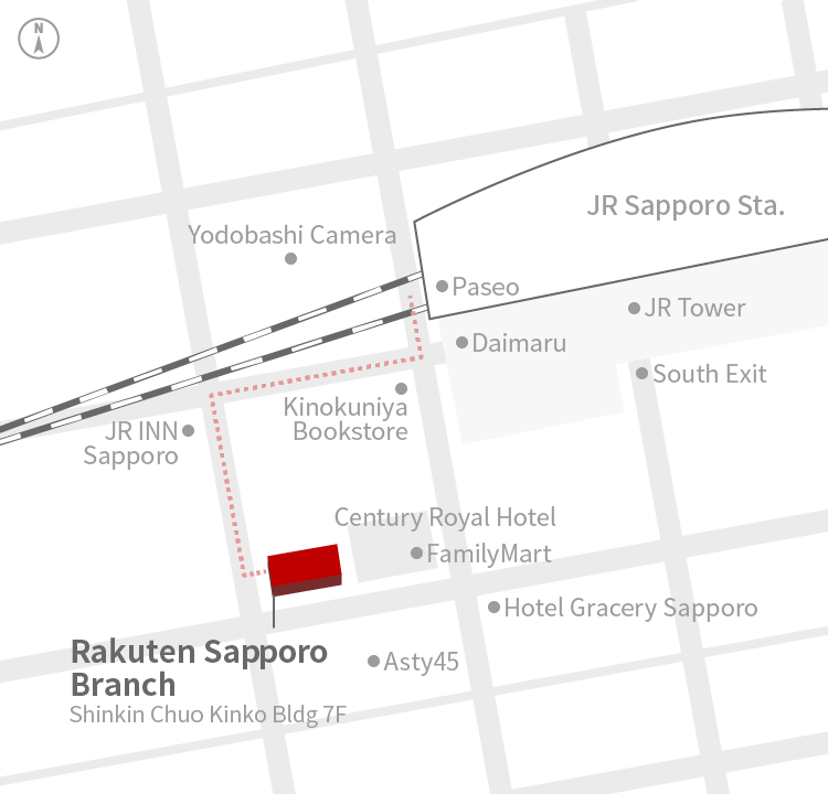 Access Map of Rakuten, Inc. Sapporo office.