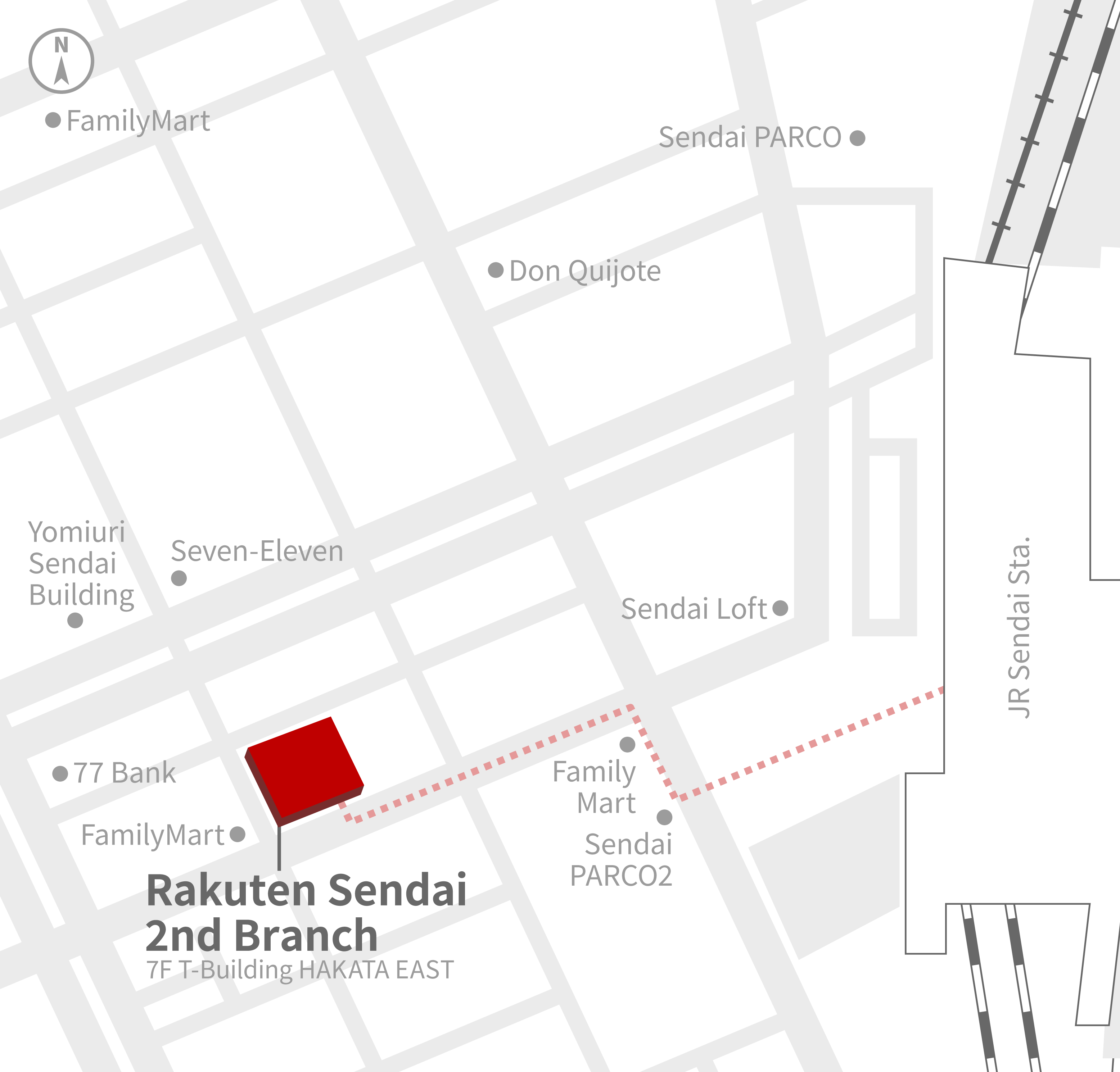 Access Map of Rakuten, Inc. Sendai 2nd Branch office.