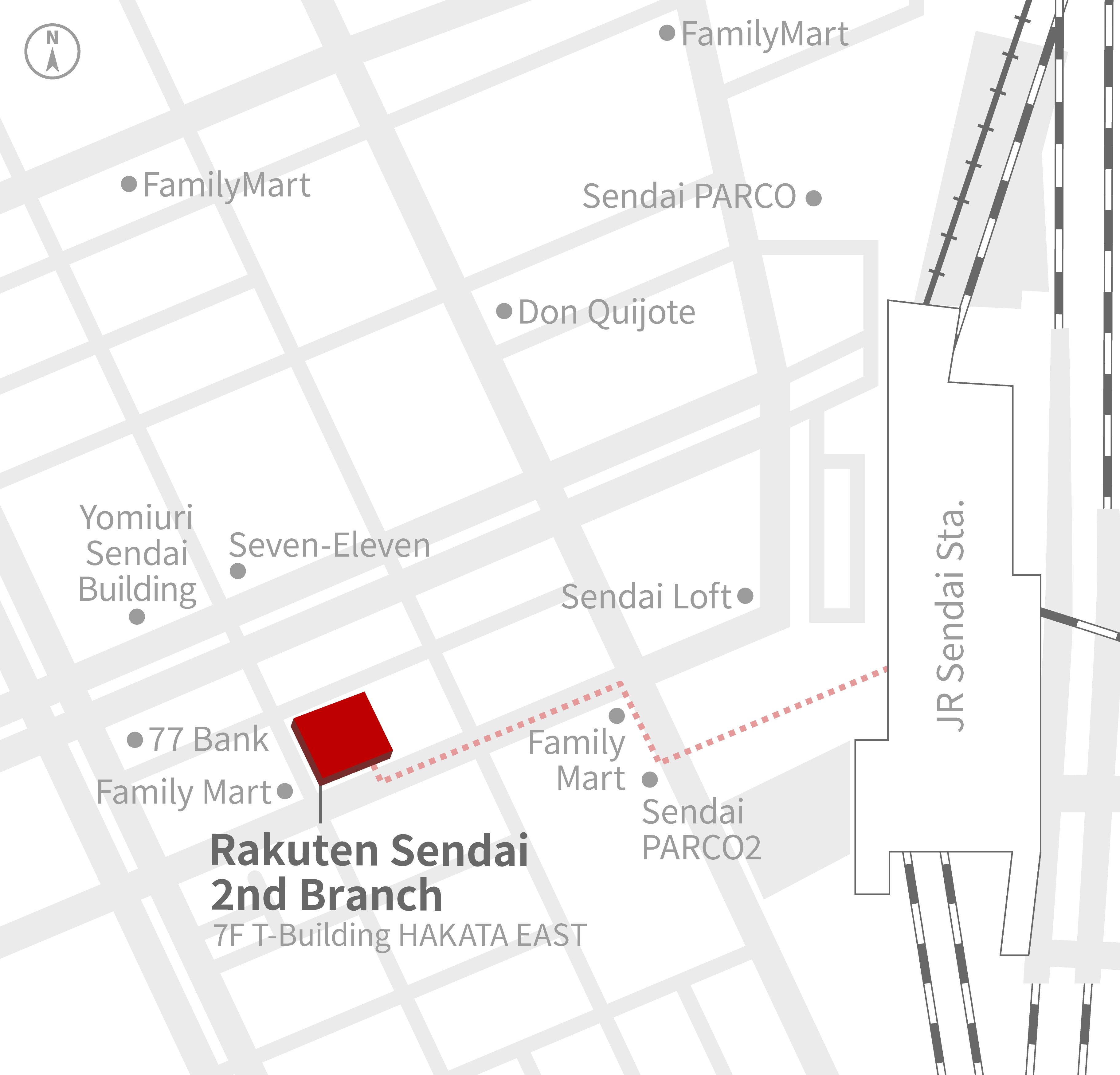 Access Map of Rakuten, Inc. Sendai 2nd Branch office.