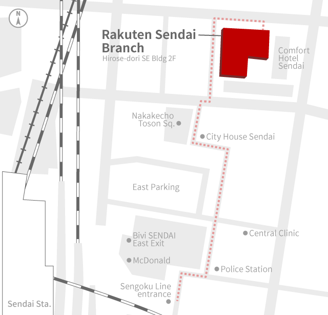 Access Map of Rakuten, Inc. Sendai office.
