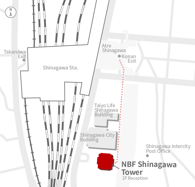 Access Map of Rakuten, Inc. NBF Shinagawa Tower office.
